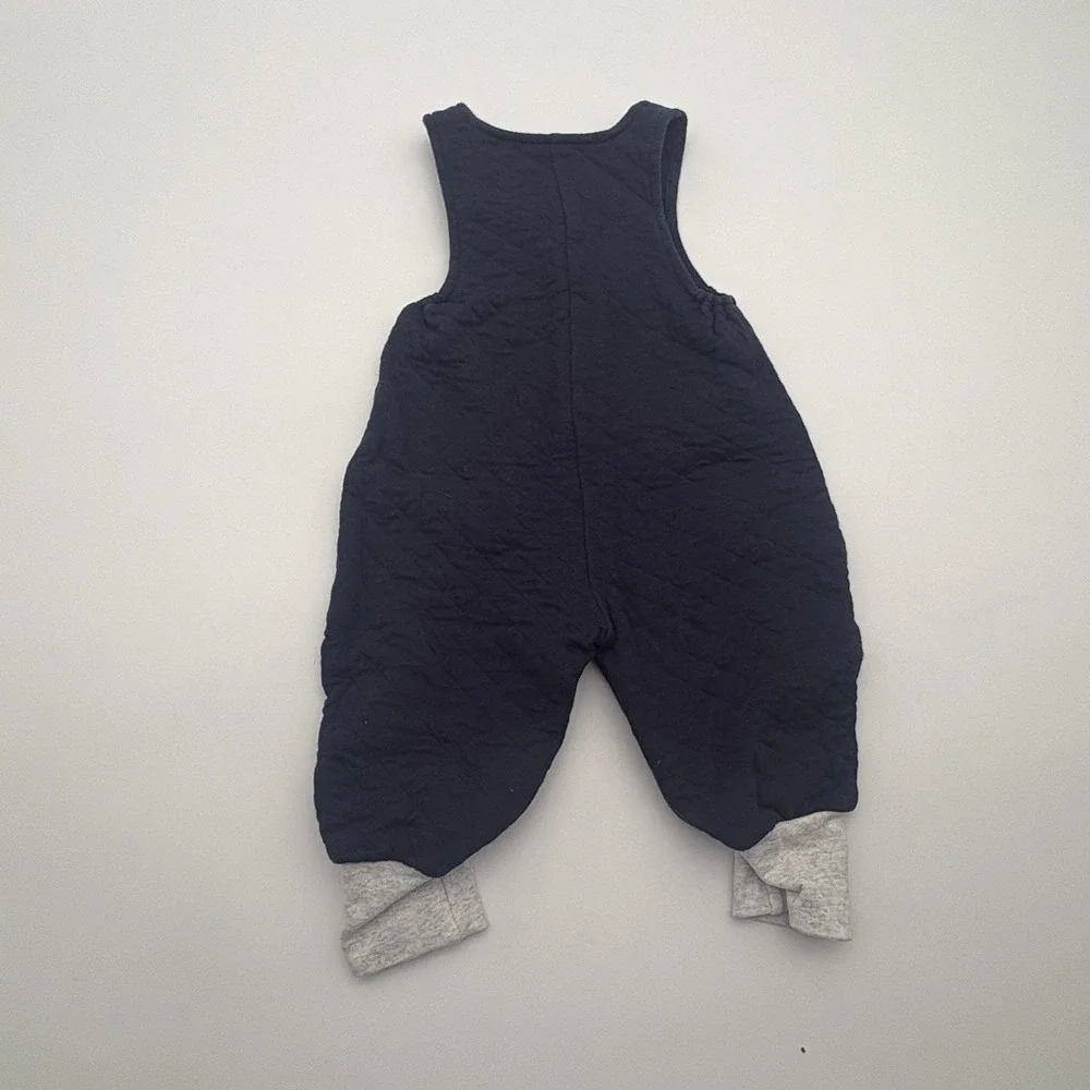 Koala Kids Romper Boys 6-9 Months Navy Blue Quilted All Star Bear Snap One Piece